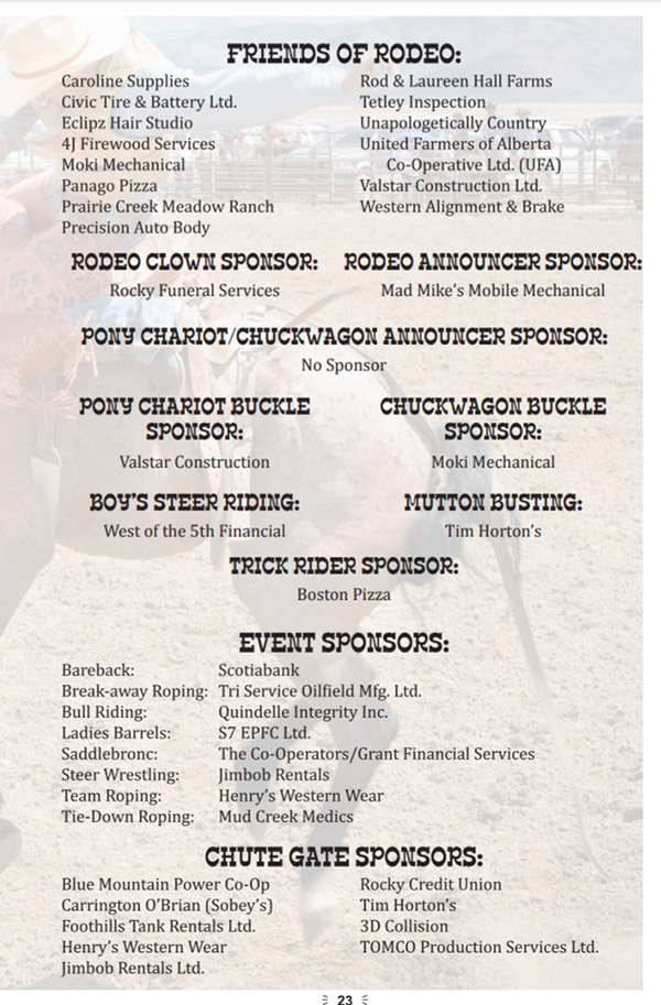 Thank you 2025 Rocky Rodeo Sponsors!